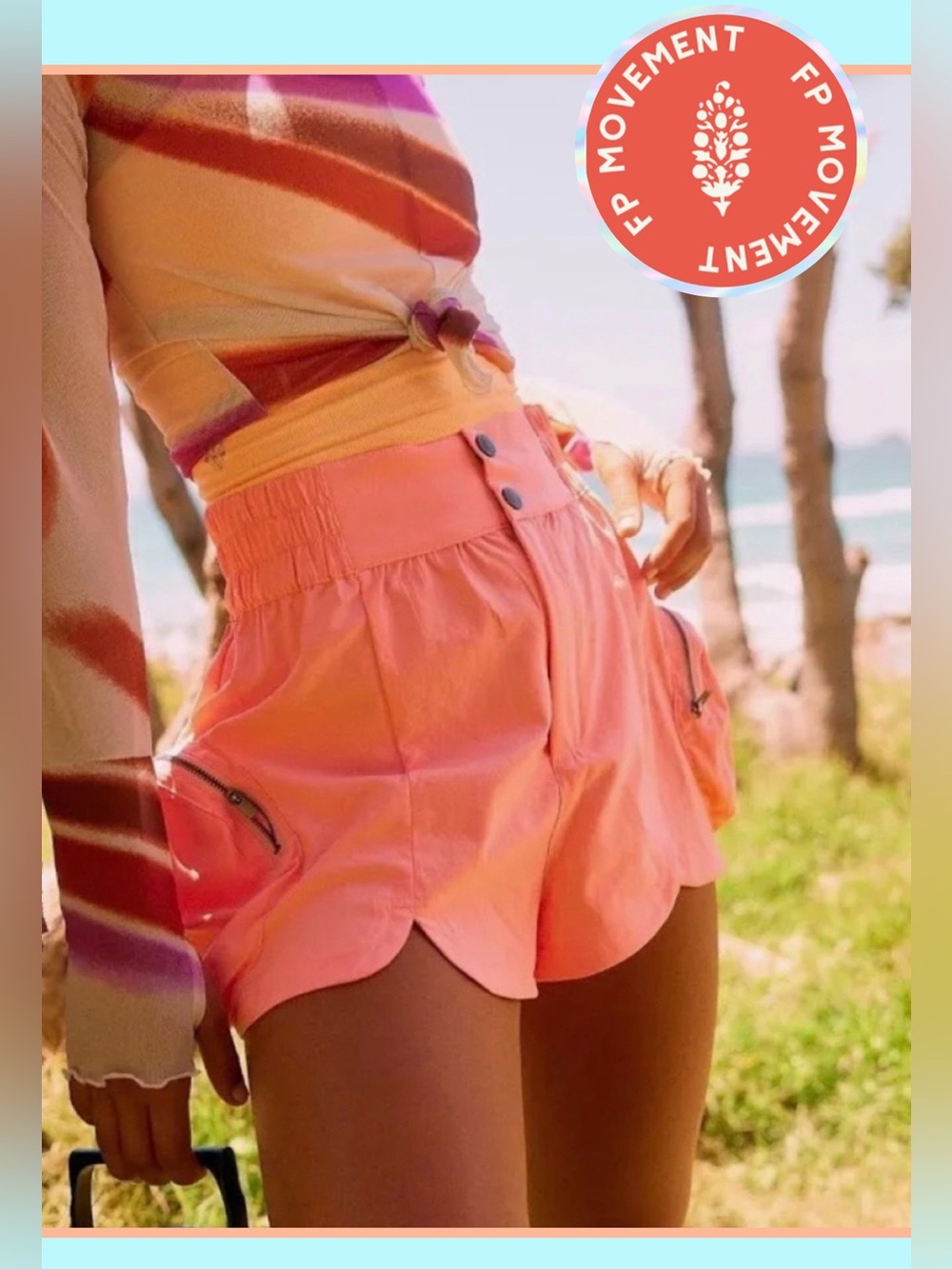 🆕 Free People Movement Highlights Shorts Small Neon Pink Coral Zip
Pockets